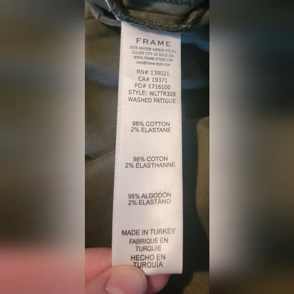 FRAME Tomboy Wideleg Trouser Pants Size 27 Olive Green - Picture 5 of 6